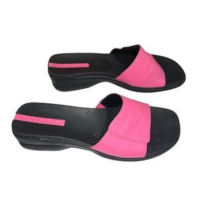 Nine & Company Black Pink Slide On Sandals Women’s Size 7